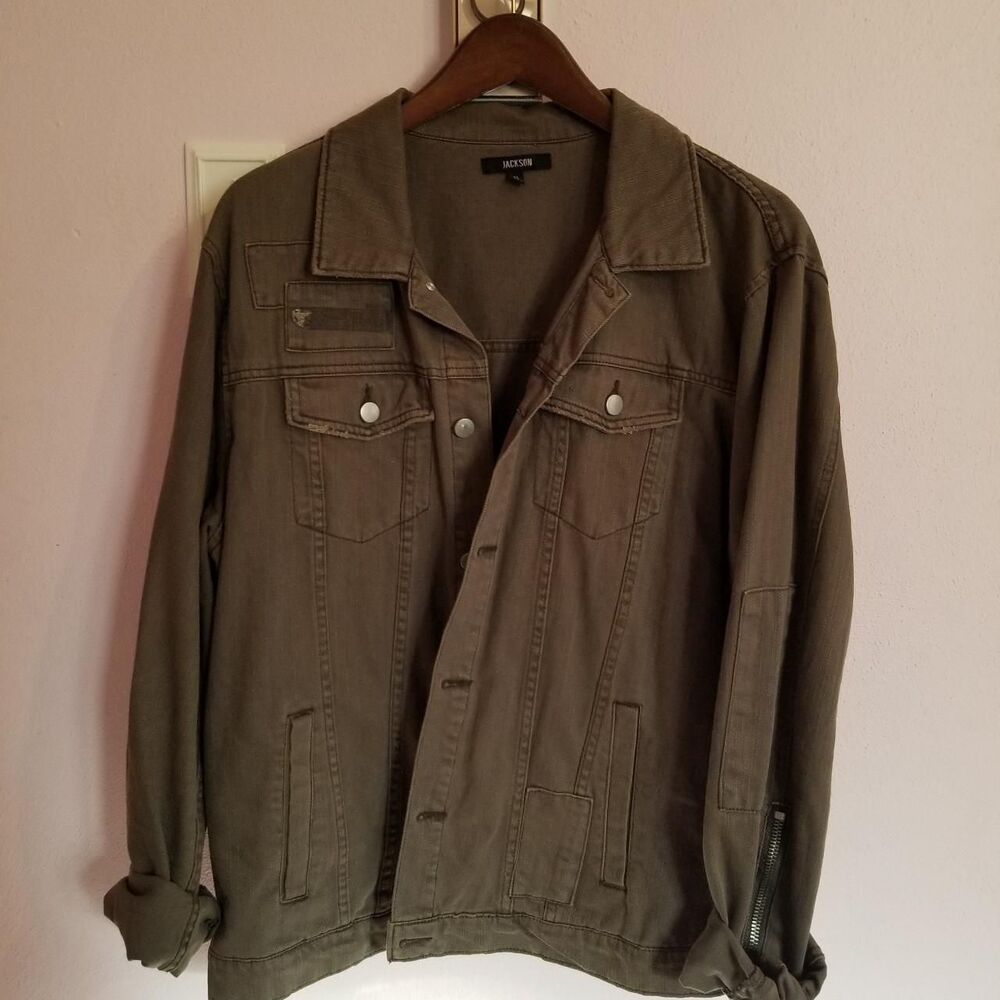 Men's Green and Khaki Coat